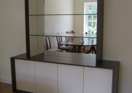 Dining room Sideboard in American Black Oak with pearl finish doors