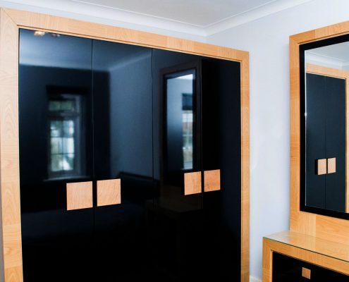 Oak Bedroom Wardrobes Black Gloss Doors