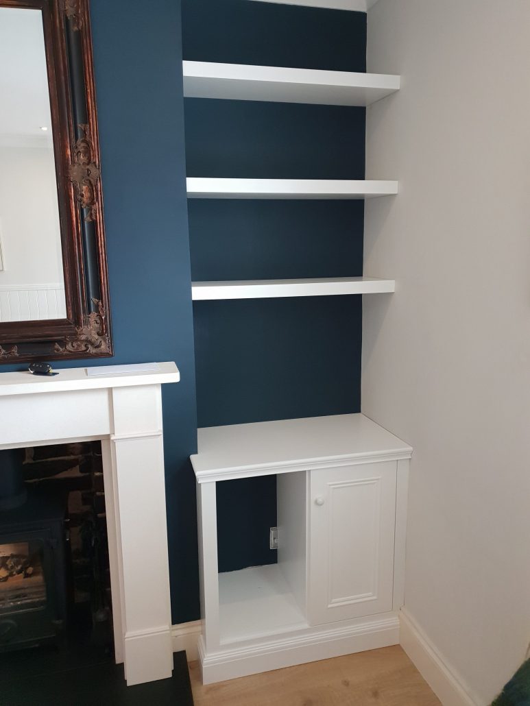 Alcove Shelving With Floor Cupboards - Bespoke Kitchens &amp; Furniture by