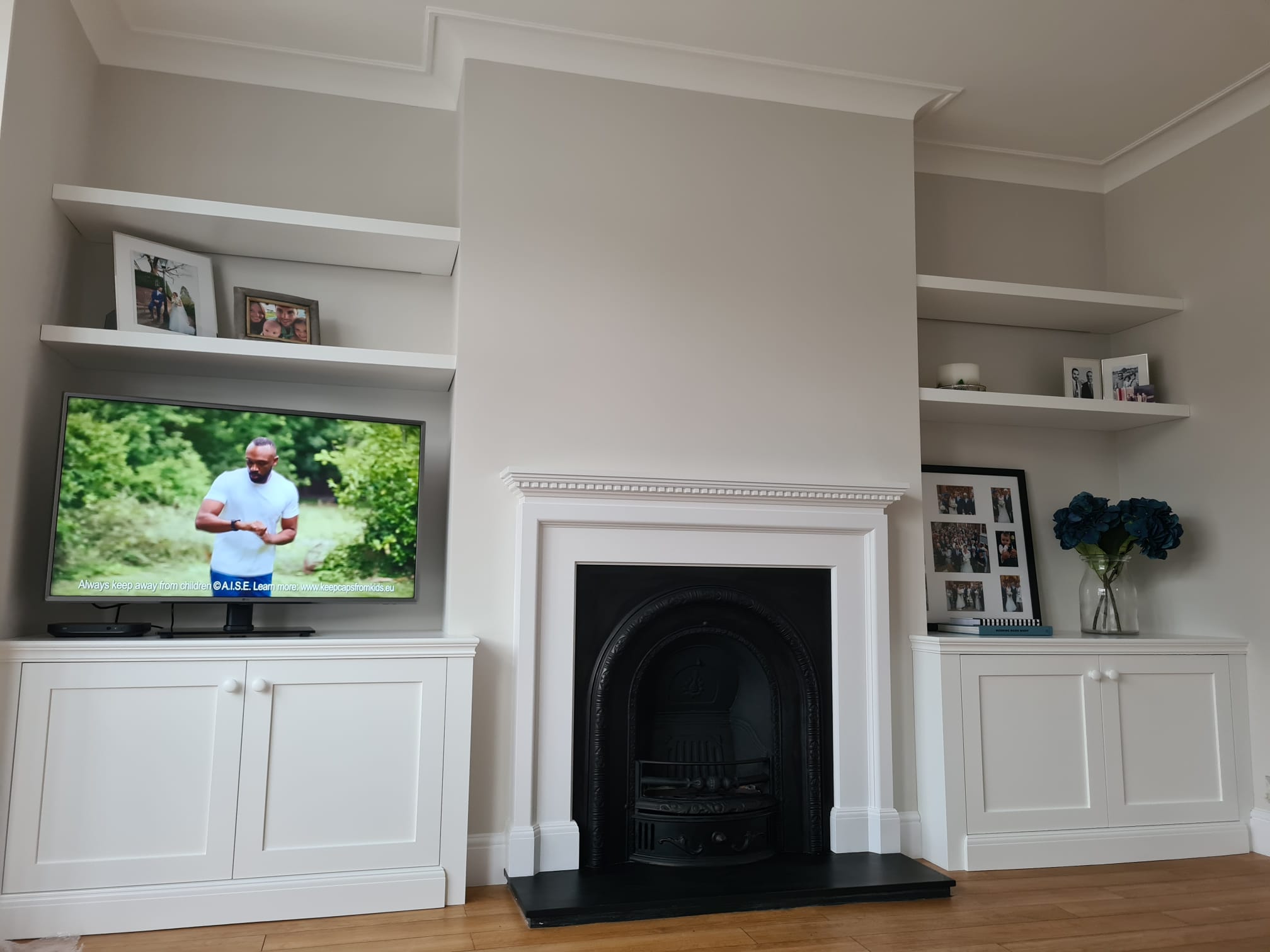Fireplace with cupboards deals